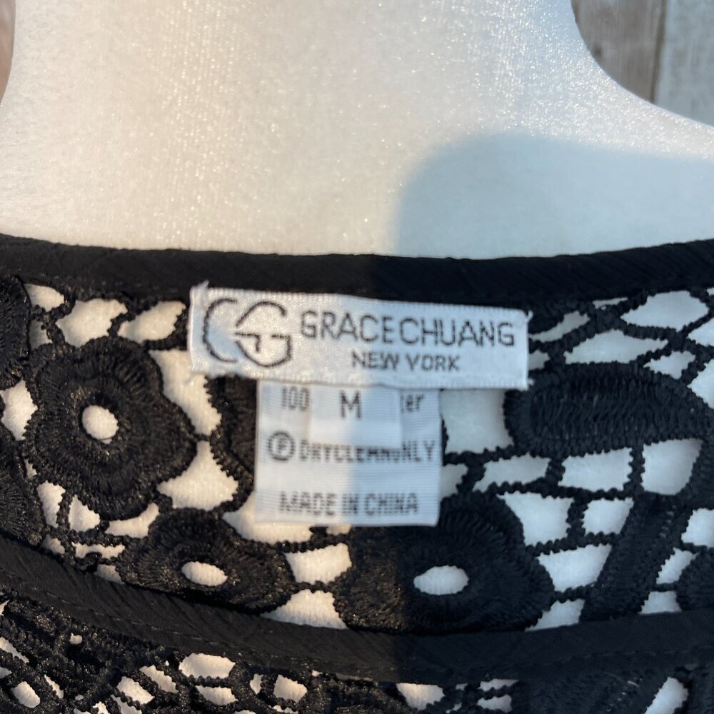 Grace Chuang Black Lace 3/4 Sleeve Overshirt size Medium - Picture 5 of 5